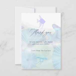 Carte De Remerciements Élégante Fête Prénatale pour Bébé Garçon sur le th