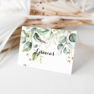 Carte De Remerciements Elégante Gold Greenery Plier Mariage Gracias Card