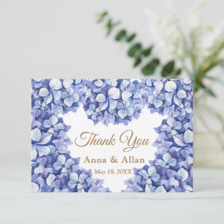 Carte De Remerciements Élégante Hydrangée Bleue Florale