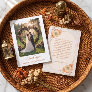 Carte De Remerciements Élégante lanterne arabe florale photo de mariage 