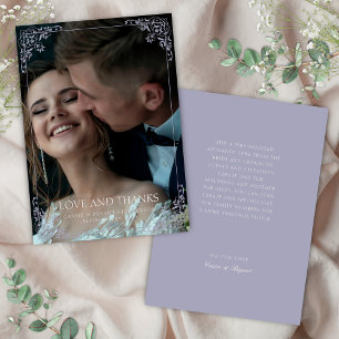 Carte De Remerciements Élégante Lavande Purple Chic Vintage Mariage