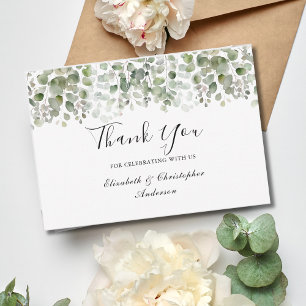 Carte De Remerciements Élégante Mariage Aquarelle de Verdure d'Eucalyptus