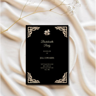 Carte de Remerciements Élégante Mariage Noir et Or
