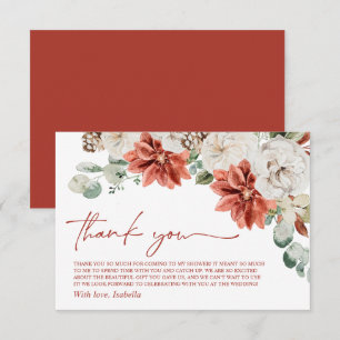Carte De Remerciements Élégante Moderne Rouge Hiver Noël Fête de Mariage
