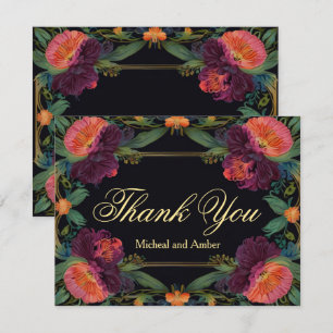 Carte De Remerciements Élégante moody victorienne rose foncé magenta flor