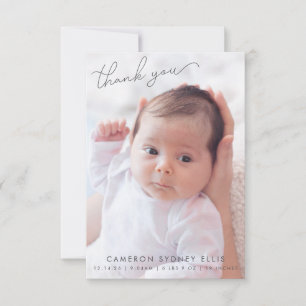 Carte De Remerciements Élégante Naissance De Deux Bébés Photo Minimaliste