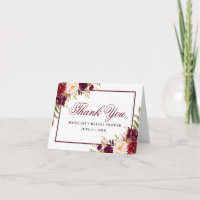 Élégante note de douche de mariage floral bordeaux