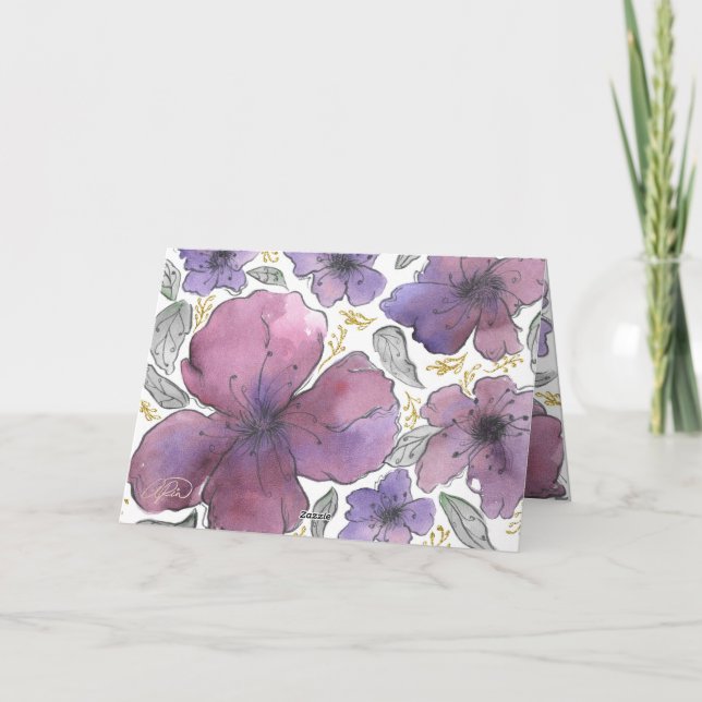 Carte De Remerciements Elégante Parties scintillant Floral Anniversaire M (Dos)