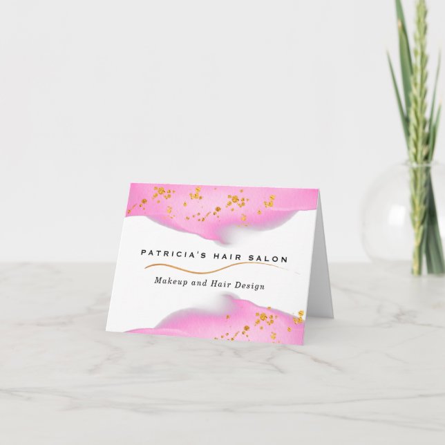 Carte De Remerciements Élégante Parties scintillant Rose Et Or (Devant)