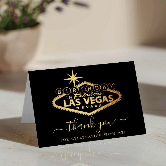 Carte De Remerciements Elégante photo d'anniversaire de Las Vegas (Créateur téléchargé)