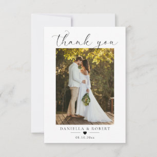 Carte De Remerciements Élégante Photo de Couple de Mariage Minimaliste Pe