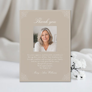 Carte De Remerciements Élégante photo de sympathie pour mémorial après de