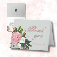 Élégante photo florale Lien QR Chaque année Annive