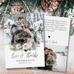 Carte De Remerciements Élégante photo Mariage du cône de pin d'hiver<br><div class="desc">Faites de votre voyage marié un voyage encore plus mémorable grâce à ces magnifiques cartes de remerciements du Mariage Winter Pine Cone. Personnalisez-les avec vos photos mariages préférées et partagez votre gratitude avec un message unique et sincère au dos qui réchauffera le coeur de vos invités et gardera votre histoire...</div>