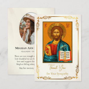 Carte De Remerciements Élégante Photo Mémorial Funéraire Orthodoxe Chréti