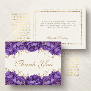 Carte De Remerciements Élégante Quinceanera Florale Violette