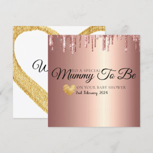 Carte De Remerciements Elégante Rose Gold Baby shower maman pour être car