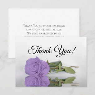 Carte De Remerciements Élégante Rose Violette Lavande Mariage Simple