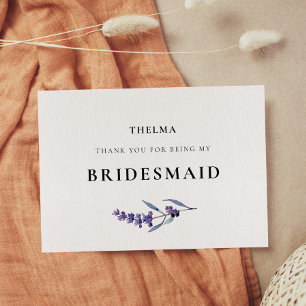 Carte De Remerciements Élégante serveuse de chambre en lavande florale