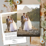 Carte De Remerciements Élégante superposition de calligraphie simple phot<br><div class="desc">carte de remerciements photo mariage avec élégante calligraphie superposée et 2 photos. Vous pouvez personnaliser avec vos noms, date mariage et message de remerciement. Design moderne simple en noir et blanc et super facile à customiser la couleur arrière - plan, si vous souhaitez correspondre à votre palette de couleurs mariage...</div>