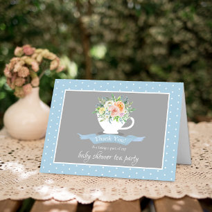 Carte De Remerciements Elégante Teacup Floral Teacup Baby shower Tea Part