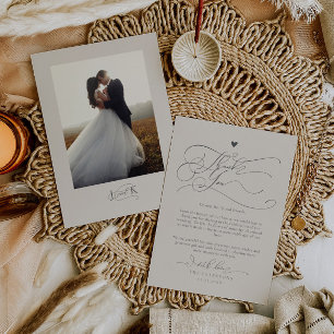 Carte De Remerciements Élégante typographie de script Mariage de sable