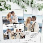 Carte De Remerciements Élégante typographie Script 3 Photo Collage Mariag<br><div class="desc">Minimaliste moderne élégant "Amour et merci" Script 3 Photo Collage Mariage Carte de remerciements. Élégant modèle mariage avec 3 photo sur le devant et 1 photo sur le dos. Avec le texte "Amour et merci" dans une tourbillonnant police de script de typographie avec swash ou en noir sur arrière -...</div>