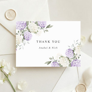 Carte De Remerciements Élégante végétation de Hortensia Violet Floral