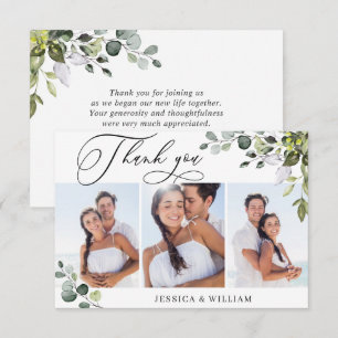 Carte De Remerciements Élégante verdure d'eucalyptus 3 PHOTO Mariage