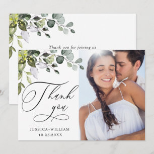 Carte De Remerciements Élégante verdure d'eucalyptus PHOTO de mariage