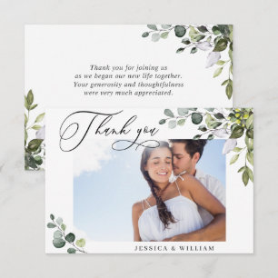 Carte De Remerciements Élégante verdure d'eucalyptus PHOTO de mariage