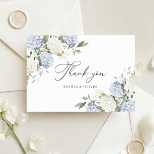 Carte De Remerciements Élégante verdure d'hortensia bleu floral