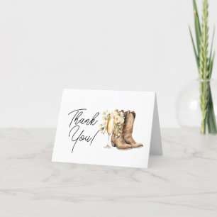 Carte De Remerciements Élégantes Bottes et Fête de Mariage Pétillante 