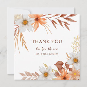 Carte De Remerciements Élégantes fleurs d'aquarelle du Mariage d'automne