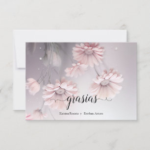 Carte De Remerciements Elegantes flores de margarita rosa