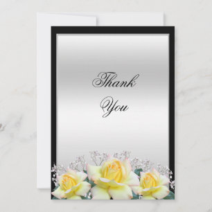 Carte De Remerciements Élégantes Roses Chic, Noces d'Argent