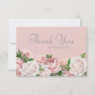 Carte De Remerciements Élégantes roses roses blush Mariage Remerciements