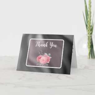 Carte De Remerciements Élégantes Roses Roses Feuille d'Argent Baby Shower