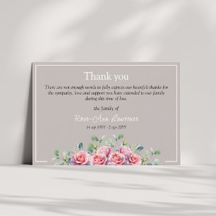 Carte De Remerciements Élégantes Roses Roses Sympathie Funérailles