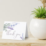 Carte De Remerciements Élégants Lavants Aquarellés<br><div class="desc">Dites merci avec cette élégante carte de notes pliées avec des lavandes d'aquarelle et des lettres de script. Vierge à l'intérieur de la carte.</div>