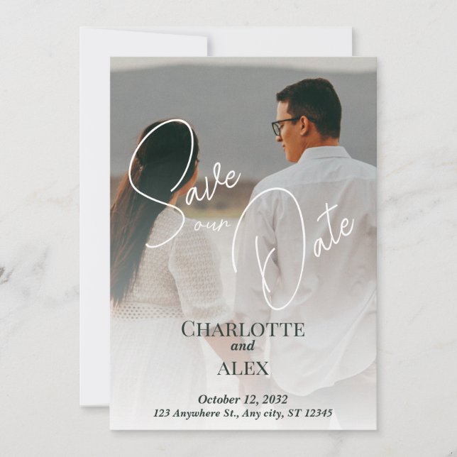 Carte De Remerciements Elegent Save the Date Announcement (Devant)