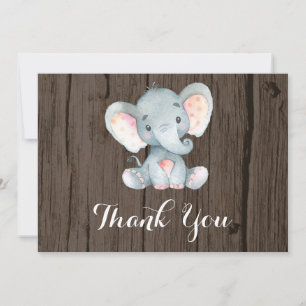 Carte De Remerciements Élément rustique éléphant bébé gris mignon