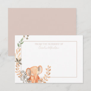Carte De Remerciements Élément Safari Bohème à l'aquarelle Eléphant