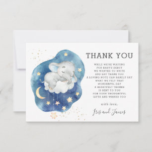 Carte De Remerciements Élémentaire Éléphant Scintille Petite Étoile Baby