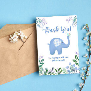 Carte De Remerciements Eléphant Bébé Avec Chanson Baby shower Oiseau
