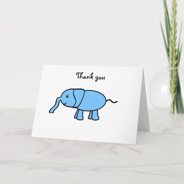 Carte De Remerciements Éléphant bleu bébé (Devant)