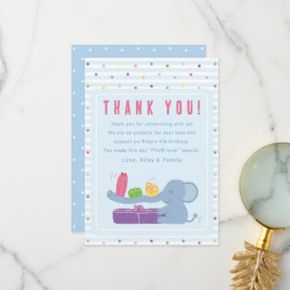 Carte De Remerciements Elephant & Gifts Birthday Thank You Card