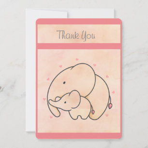 Carte De Remerciements Eléphant maman et bébé