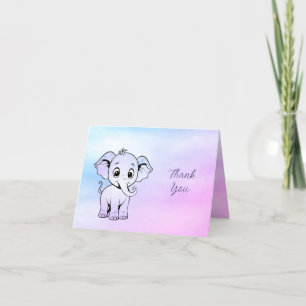 Carte de remerciements Eléphant mignon
