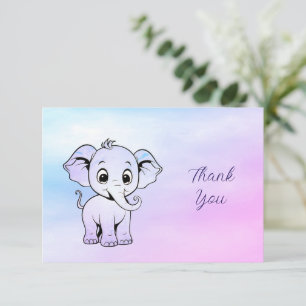 Carte de remerciements Eléphant mignon